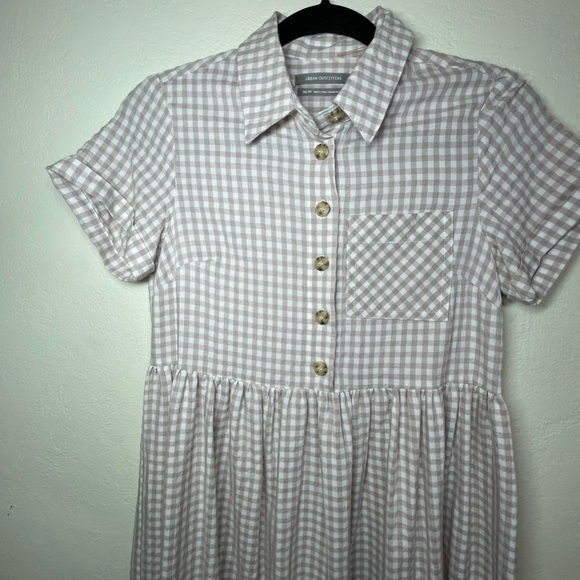 UO Urban Outfitters Laila Seersucker Midi Shirt Dress Short Sleeve XS - Picture 3 of 10